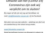Verplicht gesloten omwille van Covid-19 (Corona Virus)